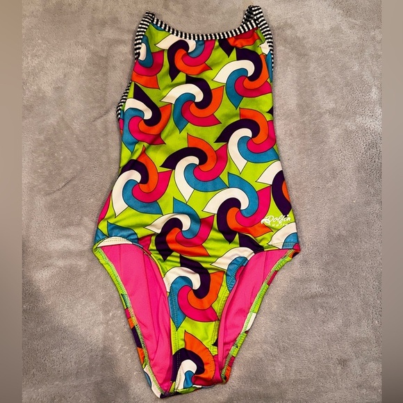 Colorful Dolphin Uglies One-Piece Swimsuit - Size Small - Picture 1 of 4